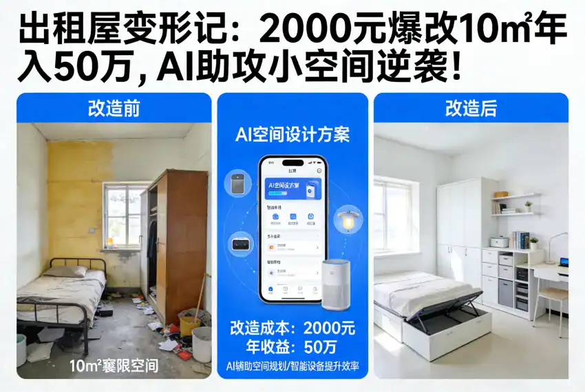 出租屋变形记：2000 元爆改 10㎡年入 50 万，AI 助攻小空间逆袭！-极客空间站