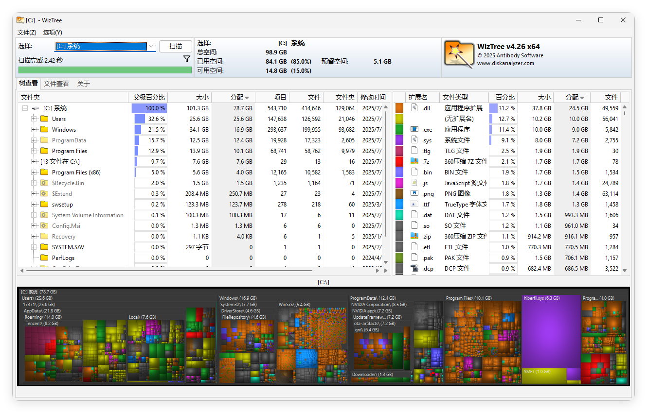 WizTree磁盘分析工具v4.30便携版-极客空间站